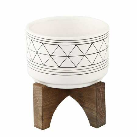 FLORA BUNDA 7&apos; White Black Line GEO CERAMIC ON STAND CT876E-WH/BK